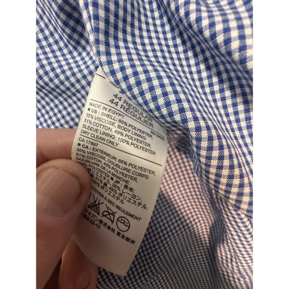 Banana Republic Mens Tailored Slim Fit Blazer 44R Light Plaid Polyester Blend - Picture 8 of 11